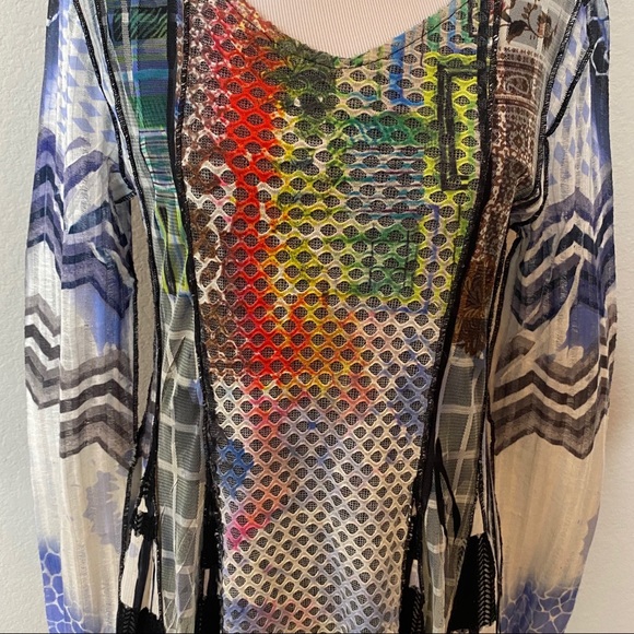 Ania A. Swing Open Knit Ruffle Mixed Media Tunic Size Medium - Picture 5 of 12